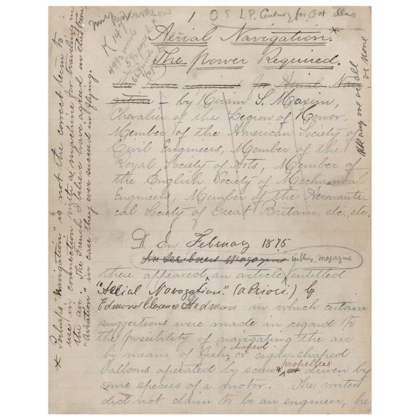 Hiram Maxim Autograph Manuscript Signed