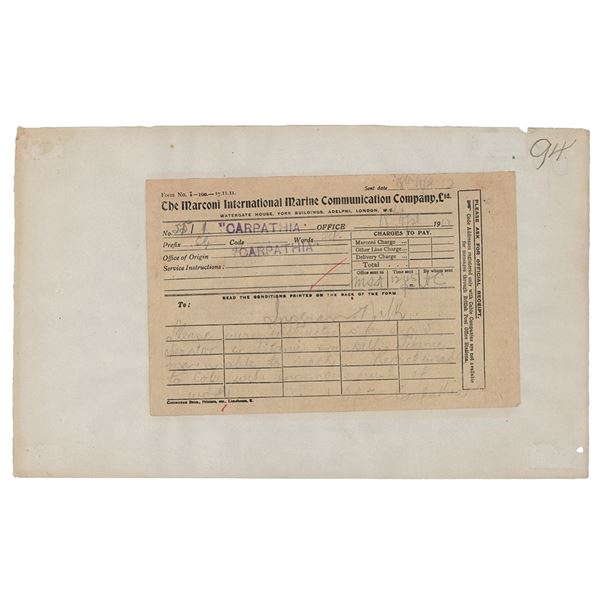 Titanic: Harold Cottam and Algernon Barkworth (2) Marconigrams