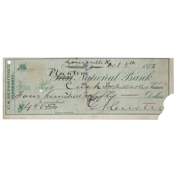 George A. Custer Signed Check