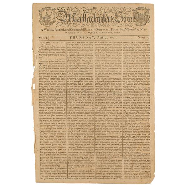 The Massachusetts Spy, A Weekly, Political, and Commercial Paper (April 4, 1771)
