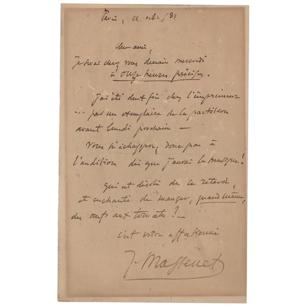 Jules Massenet Autograph Letter Signed