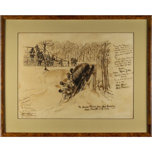 Lake Placid 1932 Winter Olympics: Max Ludwig Original Sketch Signed