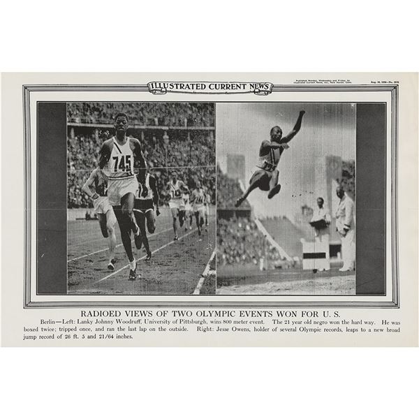 Berlin 1936 Summer Olympics Wirephoto Poster of Jesse Owens and Jonny Woodruff