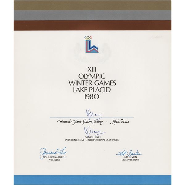 Lake Placid 1980 Winter Olympics Winner's Diploma