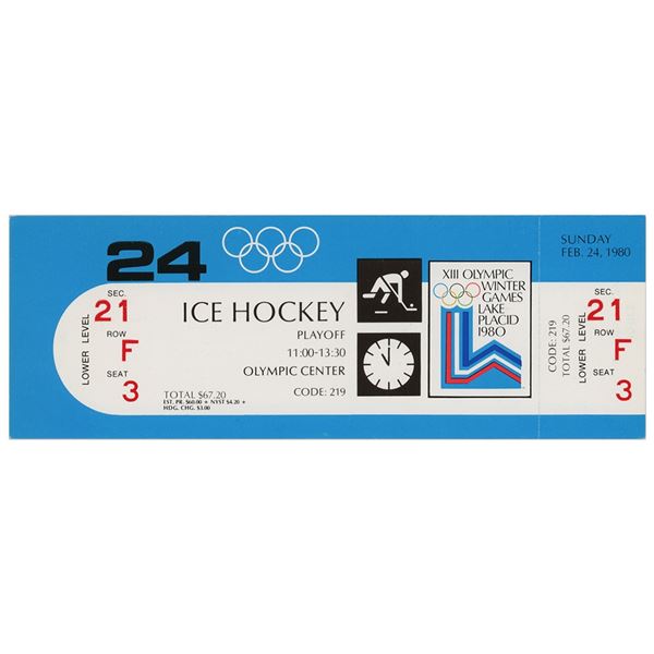 Lake Placid 1980 Winter Olympics Hockey Final Ticket