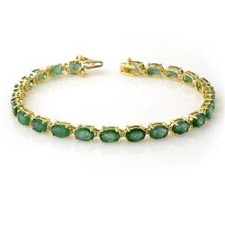 CERTIFIED 14.0 ctw EMERALD TENNIS BRACELET YELLOW GOLD