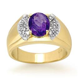 OVERSTOCK 2.65 ctw TANZANITE & DIAMOND MEN'S RING GOLD