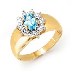 OVERSTOCK CERTIFIED .50 ctw BLUE TOPAZ RING YELLOW GOLD