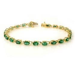 ACA CERTIFIED 5.0ct EMERALD LADIES TENNIS BRACELET GOLD