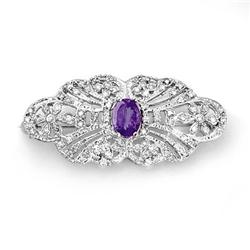 CERTIFIED 3.5ctw TANZANITE & DIAMOND BROOCH WHITE GOLD