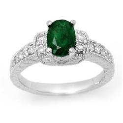 EMERALD & DIAMOND RING 1.60ctw CERTIFIED 14K WHITE GOLD