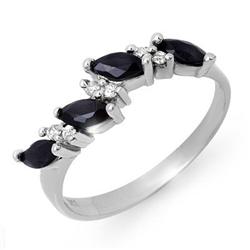 CERTIFIED .80 ctw SAPPHIRE & DIAMOND RING WHITE GOLD