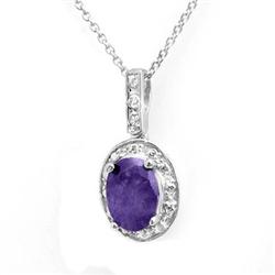 PENDANT 1.02ct TANZANITE & DIAMOND ACA CERT 14K W GOLD