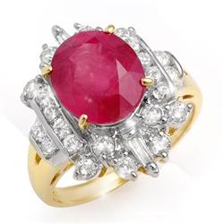 CERTIFIED 5.15ctw RUBY & DIAMOND RING 14KT YELLOW GOLD