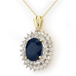 CERTIFIED 11.20ctw SAPPHIRE & DIAMOND PENDANT 14KT GOLD