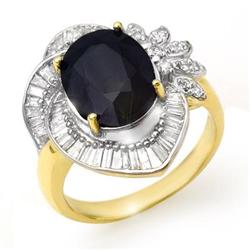 CERTIFIED 5.55ctw SAPPHIRE & DIAMOND RING YELLOW GOLD