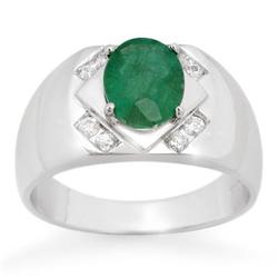 CERTIFIED 2.30ctw DIAMOND & EMERALD MEN'S GOLD RING