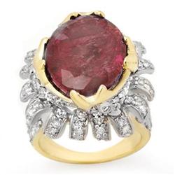 ACA CERTIFIED 13.01ctw DIAMOND & RUBY RING 14KT Y GOLD