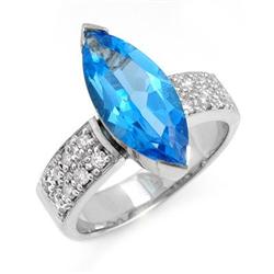 OVERSTOCK 4.12ctw BLUE TOPAZ & DIAMOND RING WHITE GOLD