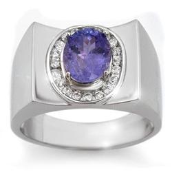 MEN'S 2.83ctw DIAMOND & TANZANITE RING IN WHITE GOLD