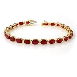 ACA CERTIFIED 16.0 ctw RUBY TENNIS BRACELET YELLOW GOLD