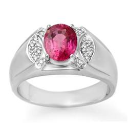 ACA CERTIFIED 3.15ct PINK SAP & DIAMOND MEN'S RING GOLD