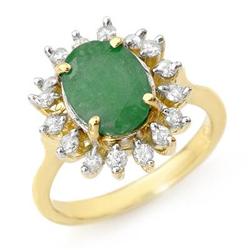 CERTIFIED 3.10ctw EMERALD & DIAMOND RING YELLOW GOLD