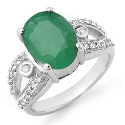 CERTIFIED 5.25ctw EMERALD & DIAMOND RING WHITE GOLD