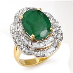 ACA CERTIFIED 7.04ctw EMERALD & DIAMOND RING 14KT GOLD