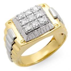 FAMOUS BRAND 1/2ctw DIAMOND MEN'S RING IN TWO TONE GOLD