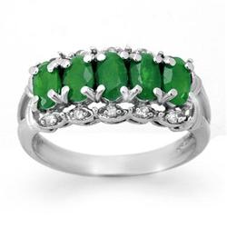 FIVE-STONE 1.75ctw EMERALD & DIAMOND RING WHITE GOLD