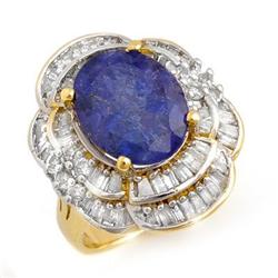 CERTIFIED 8.08ctw TANZANITE & DIAMOND RING YELLOW GOLD