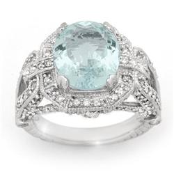 CERTIFIED 6.50ctw AQUAMARINE & DIAMOND RING WHITE GOLD