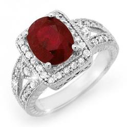 ACA CERTIFIED 3.20ctw FINE RUBY & DIAMOND RING 14K GOLD