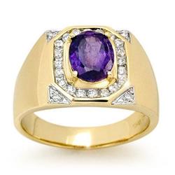 CERTIFIED 3.1ct DIAMOND & TANZANITE MEN'S RING 14K GOLD