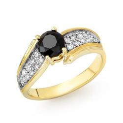 SOLITAIRE 1.4ctw WHITE & BLACK DIAMOND RING YELLOW GOLD