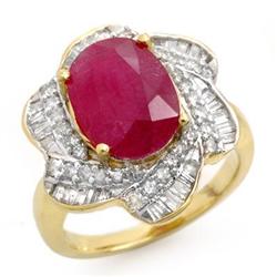 CERTIFIED 6.95ctw RUBY & DIAMOND RING 14KT YELLOW GOLD