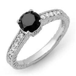 ACA CERTIFIED 1.30ct WHITE/BLACK DIAMOND RING 14KT GOLD