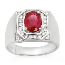 MEN'S 3.60ctw DIAMOND & RUBY RING IN 14KT WHITE GOLD