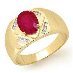 ACA OVERSTOCK 3.30 ctw DIAMOND & RUBY MEN'S RING GOLD