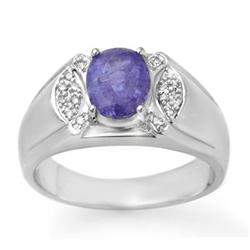 ACA CERTIFIED 2.65ct TANZANITE & DIAMOND MENS RING GOLD