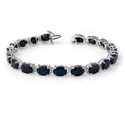 CERTIFIED 35.00ctw SAPPHIRE TENNIS BRACELET WHITE GOLD