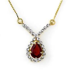 CERTIFIED 0.90 ctw GARNET LADIES NECKLACE YELLOW GOLD