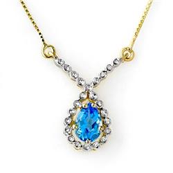 ACA CERTIFIED 1.05ctw BLUE TOPAZ LADIES NECKLACE GOLD