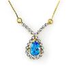 Image 1 : ACA CERTIFIED 1.05ctw BLUE TOPAZ LADIES NECKLACE GOLD