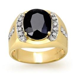 CERTIFIED 6.58ctw BLUE SAPPHIRE DIAMOND MEN'S RING GOLD