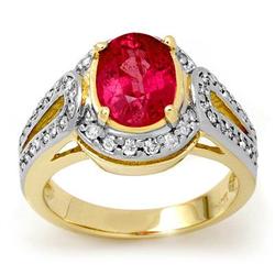 ACA CERTIFIED 3.50ctw PINK SAPPHIRE & DIAMOND RING GOLD