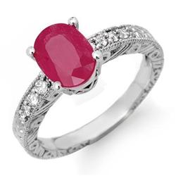 CERTIFIED 3.28ctw DIAMOND & RUBY RING 14KT WHITE GOLD