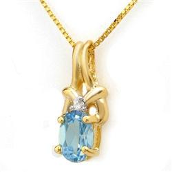 CERTIFIED  0.91ctw BLUE TOPAZ & DIAMOND PENDANT GOLD