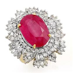 ACA CERTIFIED 12.16ct RUBY & DIAMOND RING 14KY GOLD